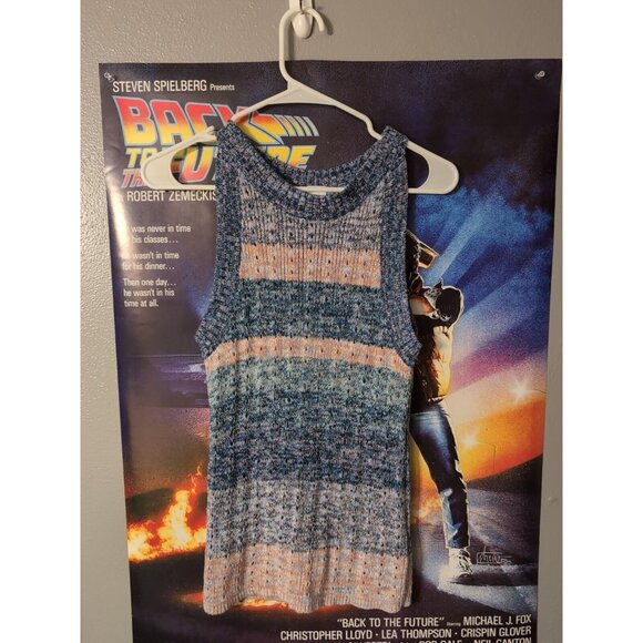 Gap For Good Sweater Women's Size S Blue Pink Striped Preppy Knit Tank Top - Picture 1 of 6